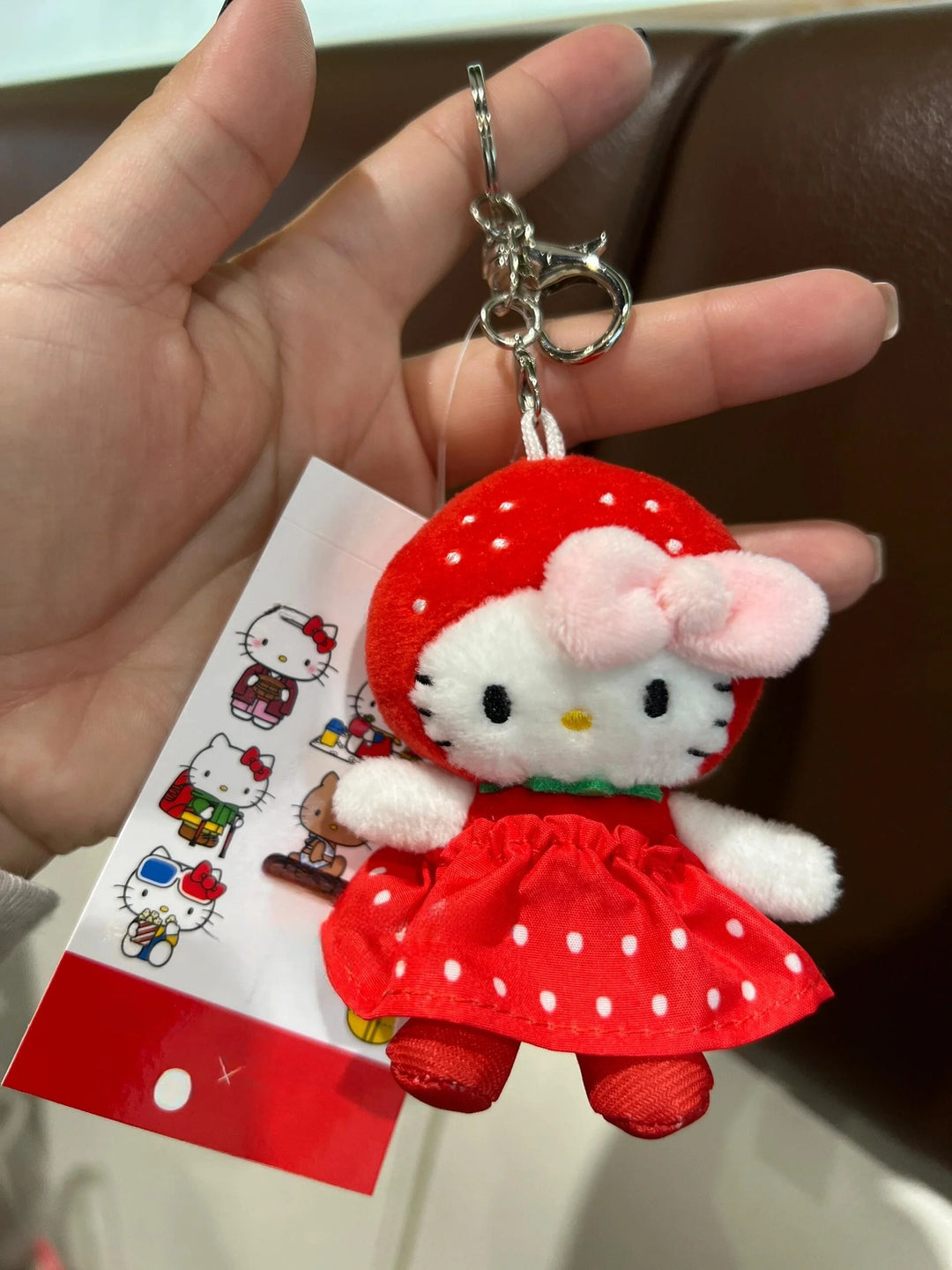 New Cartoon Hellokitty Plush keychain Sanrio plush Bag Pendant black skin Strawberry Sakura White Bear me series Plush Doll Toy