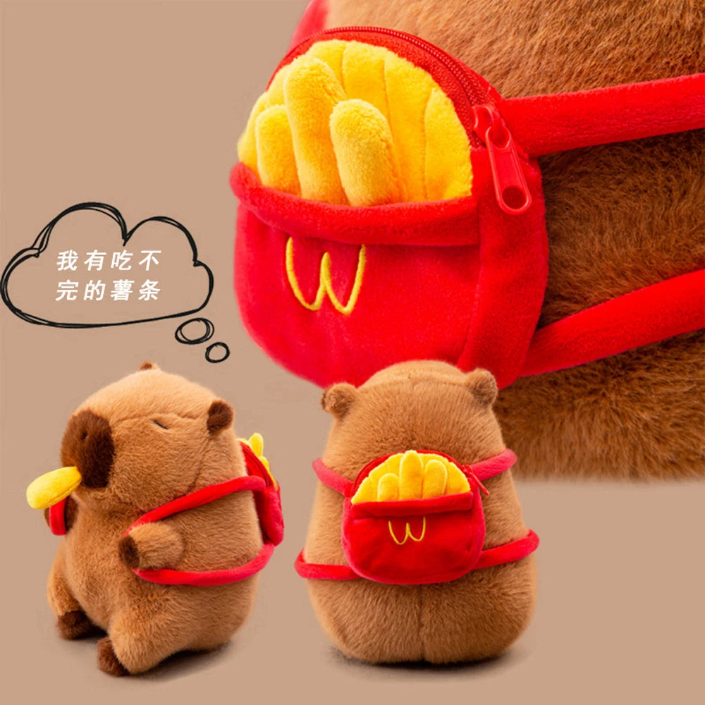 22cm 32cm Amusing Food Capybara Plush Toys Stuffed Capibara With Mini Bagel Crossiant Baguette Chip Bread Soft Doll Perfect Gift
