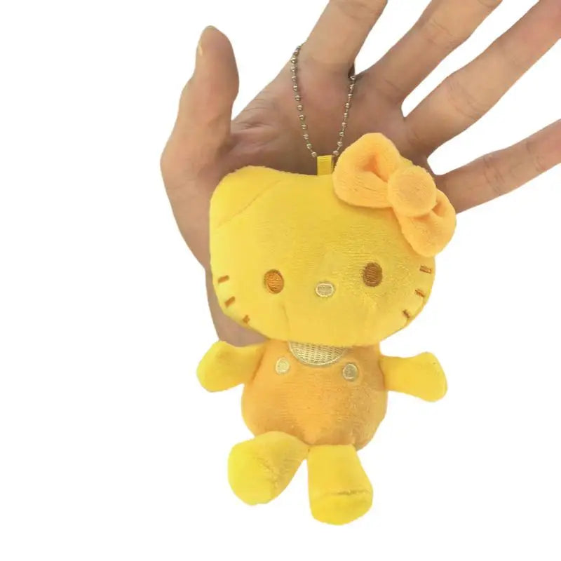 Sanrio Hello Kitty Kawaii Yellow Plush Toys Backpack Pendant Cartoon Decorative Stuffed Keychain Girl Birthday Gift Accessories