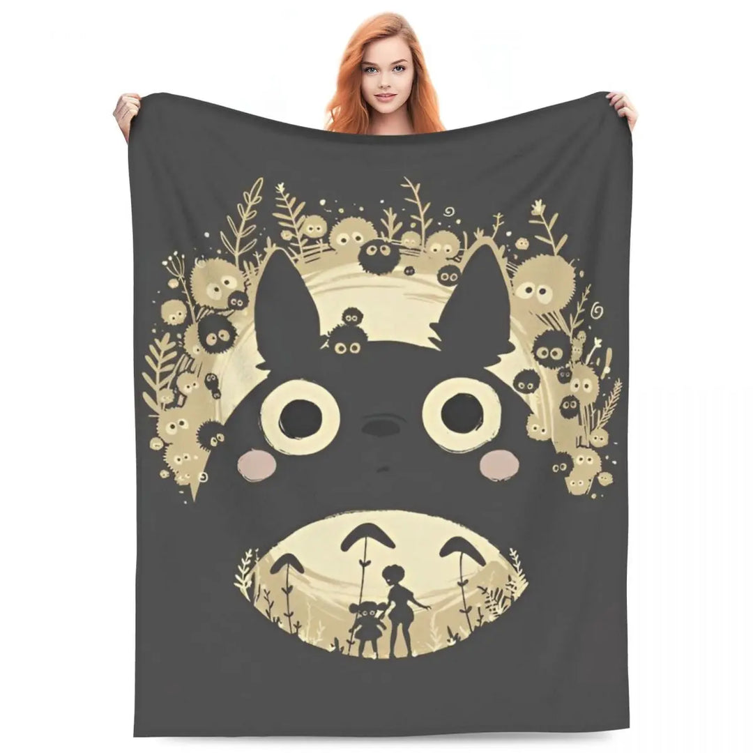 Cartoon Funny Cute T-Totoros Blanket Coral Fleece Plush  Soft Throw Blankets for Car Sofa Couch Bed Rug
