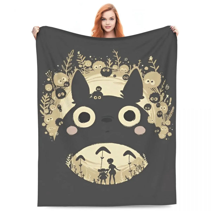 Cartoon Funny Cute T-Totoros Blanket Coral Fleece Plush  Soft Throw Blankets for Car Sofa Couch Bed Rug