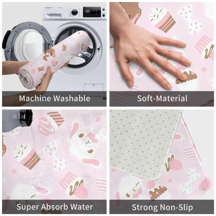 Cartoon Sugarbunnies Memory Foam Bathroom Rugs Ultra Soft Non-Slip Carpet Bath Mat Water Absorbent for Kitchen Shower