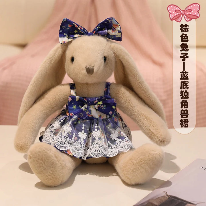 Garden Rabbit Plush Toys In Floral Dresses Princess Bunny Wearing Bows Kawaii Birthday Presents Christmas Gifts For Girl Friend