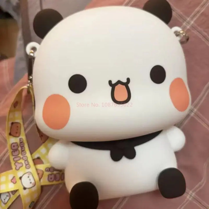 Original Panda Bubu & Yier Silicone Crossbody Bag Leisure Messenger Bag For Couples Mobile Phone Cover Toy Figure Accessory