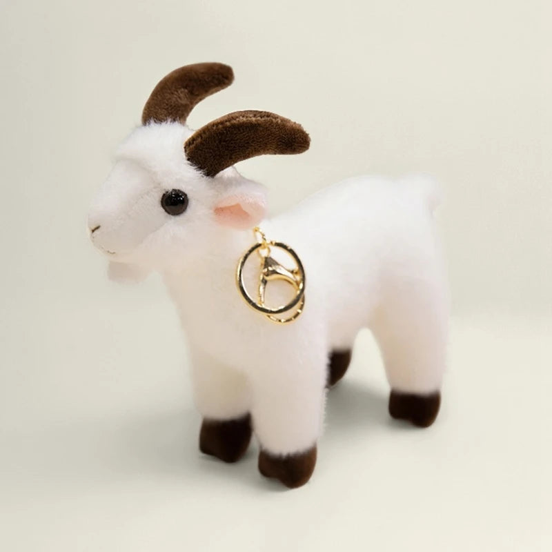 Lifelike Goat Plush Pendant 16cm Cute White Black Sheep Plush Keychain Backpack Decor Travel Companion Doll Kid Birthday ﻿Gift