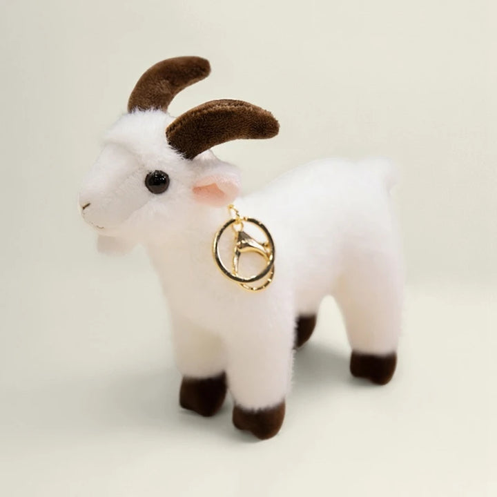 Lifelike Goat Plush Pendant 16cm Cute White Black Sheep Plush Keychain Backpack Decor Travel Companion Doll Kid Birthday ﻿Gift