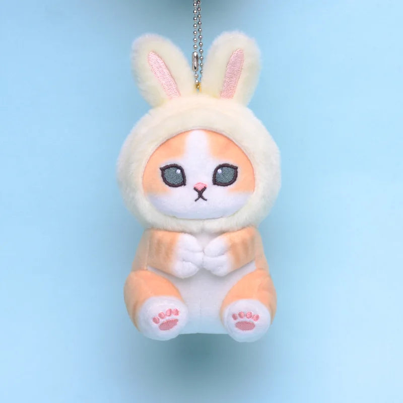 Japanese Cute Mofusand Cross Dressing Shark Rabbit Tempura Fried Shrimp Cat Plush Toys Kawaii Backpack Pendant Keychain Boy Gift