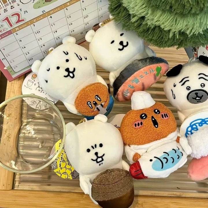Anime Joke Bear Plush Doll Pendant Creative Naganos Polar bear Bag Pendant Kawaii Soft Stuffed Keychain Accessories Girly Heart