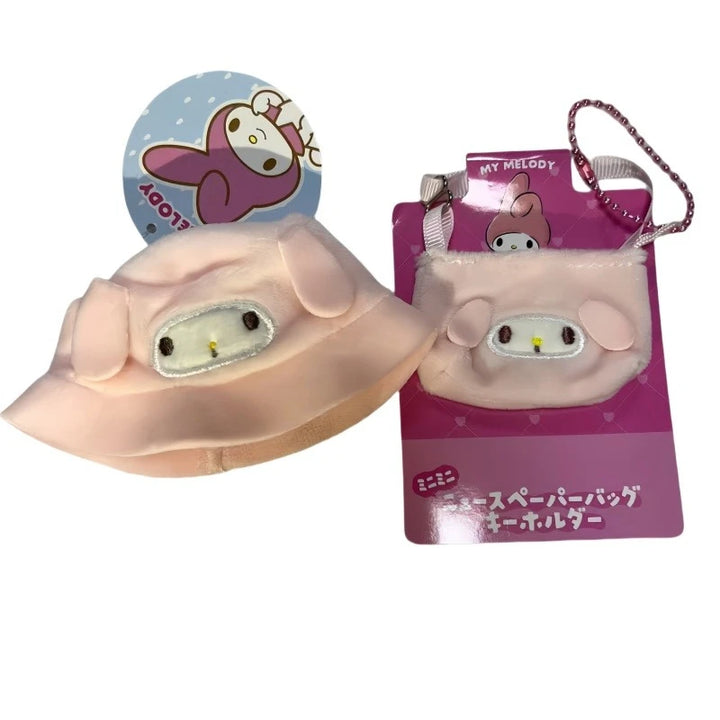 For Labubus doll Outfit Accessories Sanrios Hello Kitty Kuromi Cinnamoroll Melody Doll Hat mini bag Cute Doll Backpack Bag Set