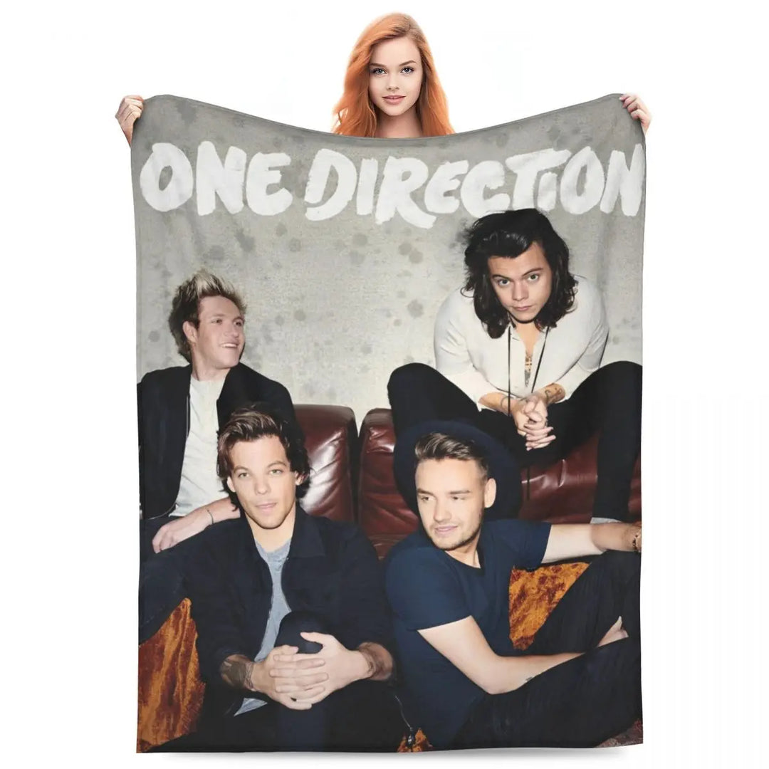 One-Direction Rock 1D Combinatio Blanket Velvet Spring Autumn Breathable Lightweight Throw Blanket for Bed Travel Bedspreads