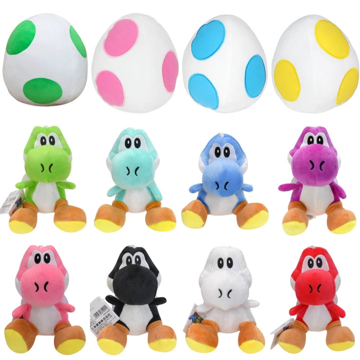Kawaii Mario Green Blue Pink Black Yoshi Soft Plush Toys Cute Anime Eggs Stuffed Animals Peluche Dolls Festivals Birthday Gifts