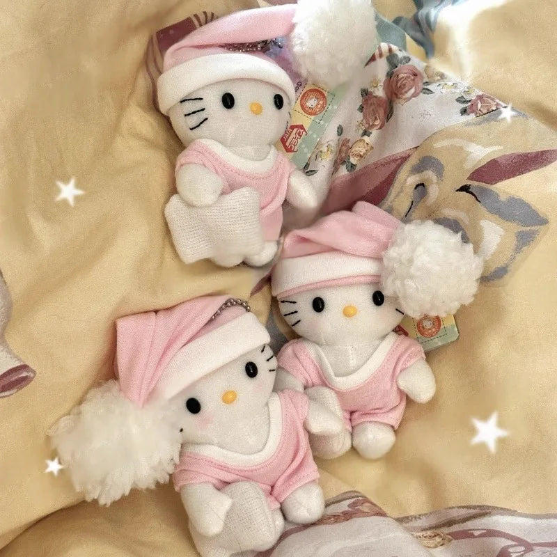 8cm kawaii Sanrio Plush Keychain Hello Kitty Plushie Pink Pajama Baby Series Kawaii Bag Pendant kuromi Soft Stuff Accessories