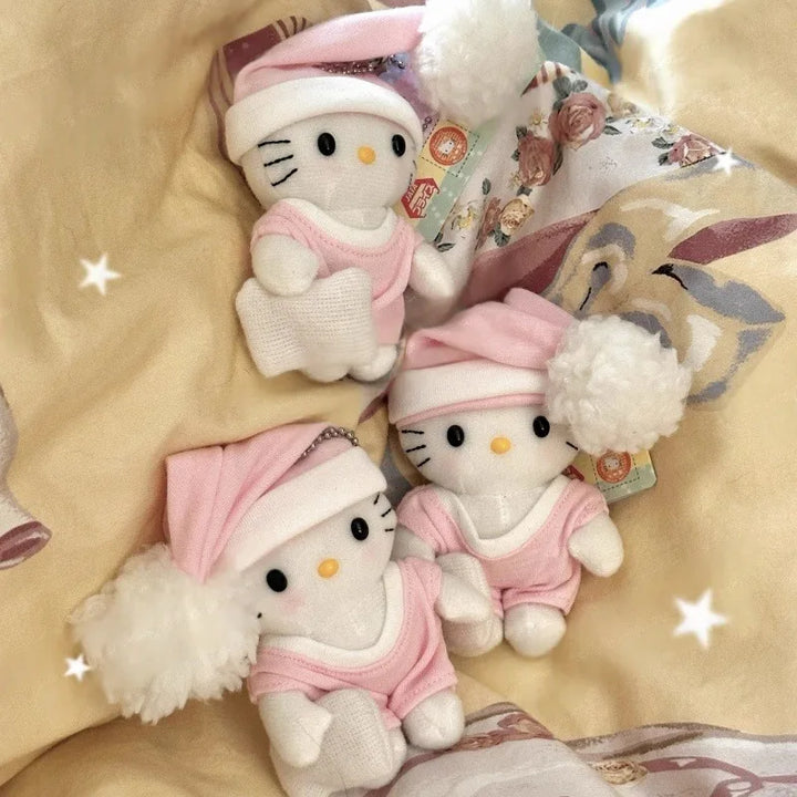 8cm kawaii Sanrio Plush Keychain Hello Kitty Plushie Pink Pajama Baby Series Kawaii Bag Pendant kuromi Soft Stuff Accessories