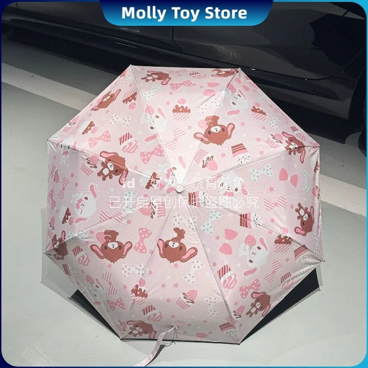 Kawaii Sanrio Sugarbunnies Umbrella Folding Umbrella Rain Or Shine With Thick And Durable Keel Umbrella Uv Resistant Umbrella