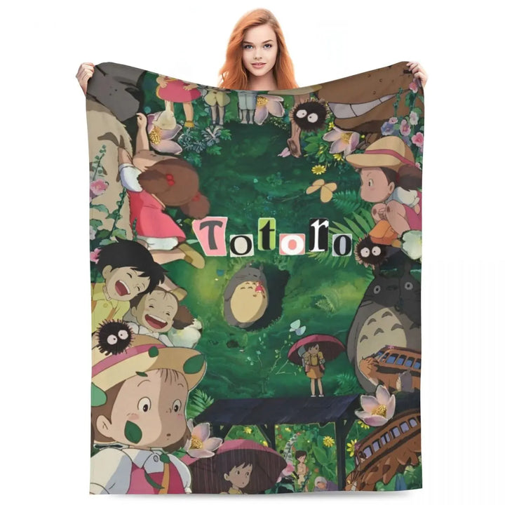 Cartoon Funny Cute T-Totoros Blanket Coral Fleece Plush  Soft Throw Blankets for Car Sofa Couch Bed Rug