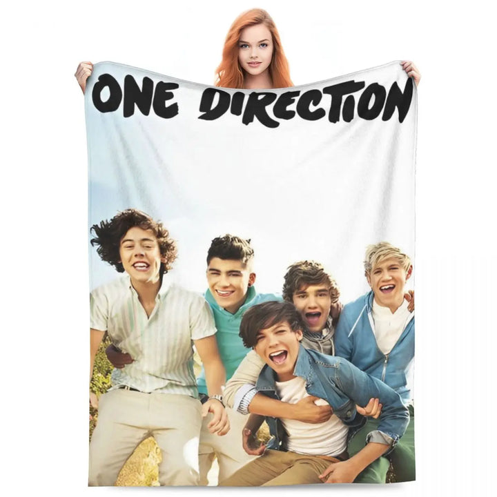 One-Direction Rock 1D Combinatio Blanket Velvet Spring Autumn Breathable Lightweight Throw Blanket for Bed Travel Bedspreads