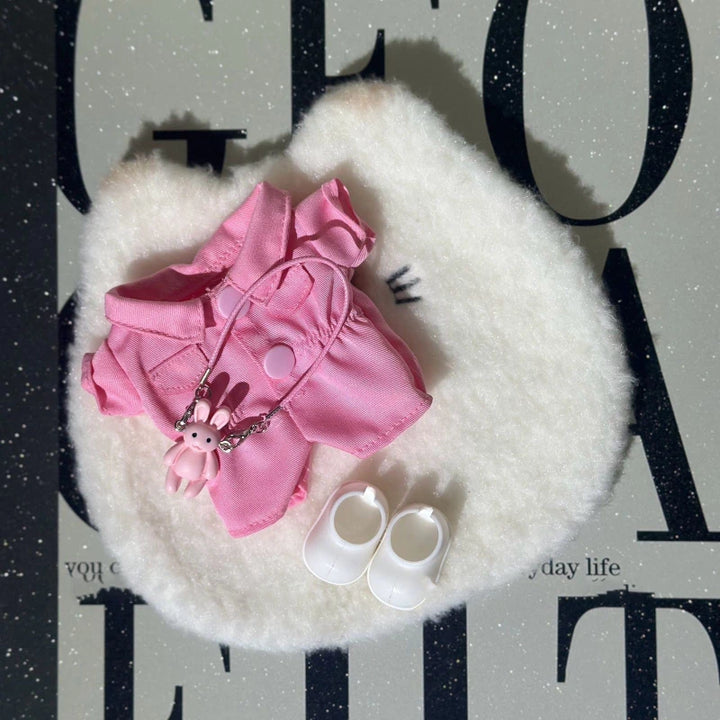 Fashion 17cm Labubu 1st/2nd/3rd Gen Cute Bunny Outfits Pink Bow Set Colorful Cargo Onesie Shoes Sitting Party Doll Clothes