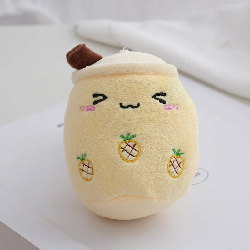 12cm Milk Tea Coffee Cup Toy Stuffed Bubble Tea Fruit Plush Keychain Toys Cute Kawaii Soft Plush Doll Pillow Bag Charm Accessory