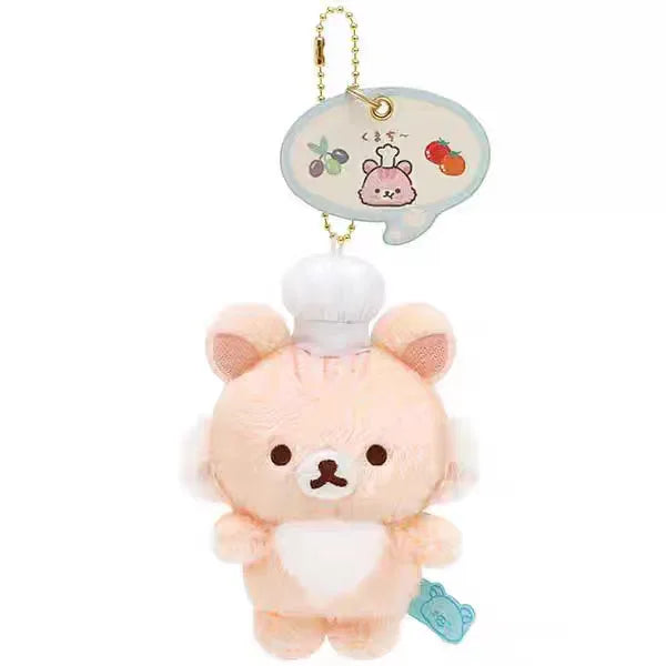 Kawaii Rilakkuma Bear Series Doll Plush Toy  Starry-Eyed Bear Brother & Chef Hat Bear Sister Standing Plush Toy Keychain  Gift