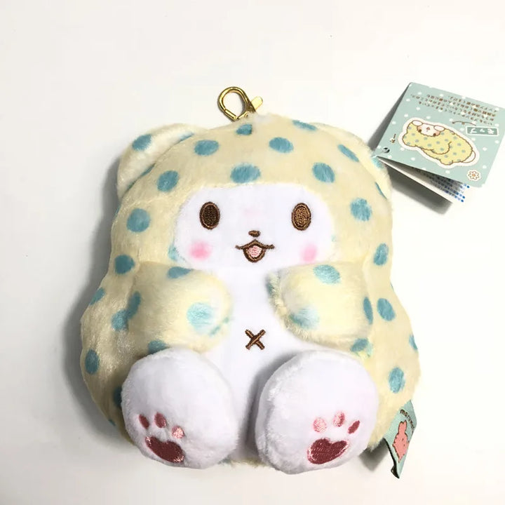 Sanrio Marumofubiyori Bear Plush Toys Keychain Moppu bear Cartoon Kuromi Stuffed Plush coin purse bag Backpack Pendant Gifts