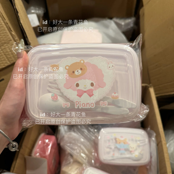 Genuine Sanrio My Melody Lunch Box Cartoon Cute Crisper Lunch Box Portable Fruit Box Student Lunch Box Girls Gifts
