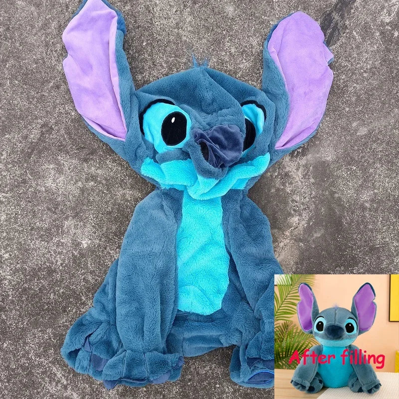 25/100cm Disney Stitch Plush Toy Leather Case Holster Anime Plushie Cute Large Doll Stich Not Stuffed Semi-finished Plushie Toys