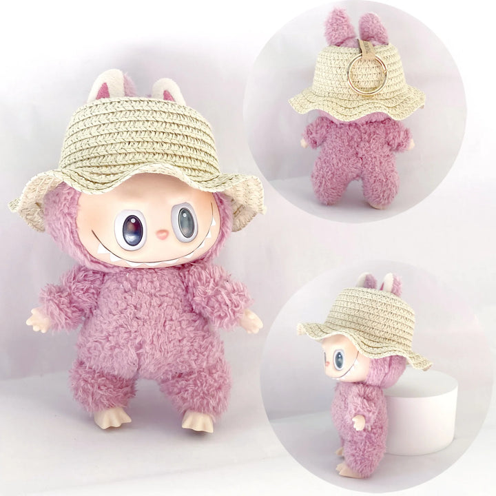 15cm/17cm Rab Doll Hat Headwear Leaky Ears Straw Hat Accessories Lace Wave Sunshade Hat Cute Hat Dressing