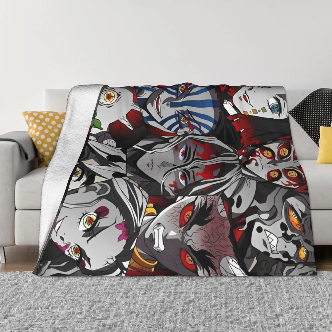 Demon Slayer Japanese Anime Blankets Coral Fleece Plush All Season Portable Soft Throw Blanket for Home Travel Bedding Throws