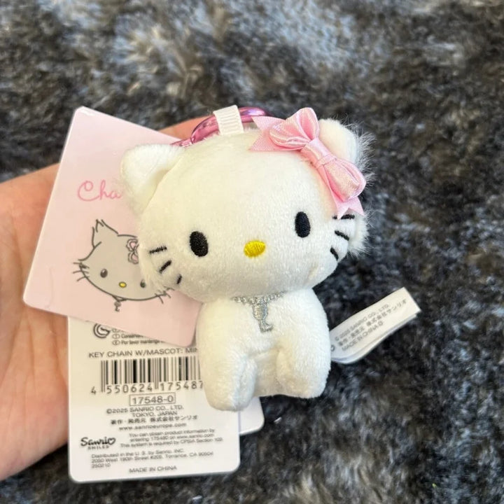 Cartoon Sanrios Plush Doll Sweet Hellokittys heart button Bag Pendant Cute kitten Plush Doll Girl backpack charm Decoration Gift