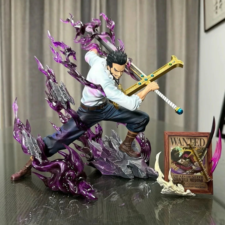 35cm One Piece Figures Eagle Eye Dracule Mihawk Action Figure Anime Top War Pvc Model Toy Custom Collection Doll Fans Gift
