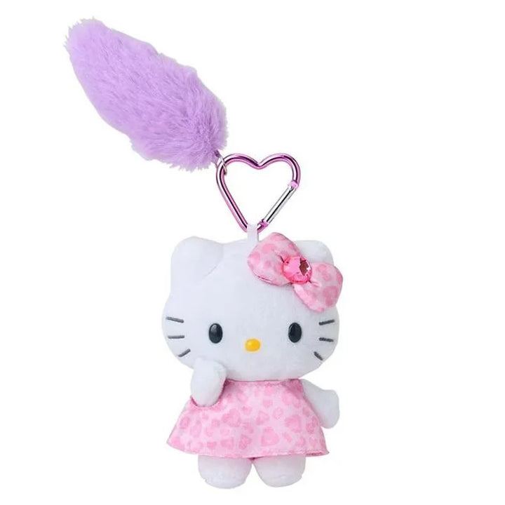 Kawaii Sanrio Black Skin Hello Kitty Leopard Pattern Long Legs Plush Toys Backpack Pendant Keychain Doll Girls Birthday Gift
