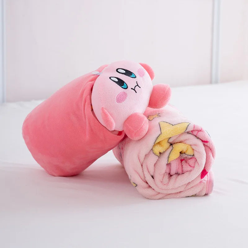 Cute ‌Kirby‌ Blanket Pink Girl Heart Air Conditioner Cartoon Doll Blanket Can Be Used As Pillow Nap Soft Blanket Christmas Gift