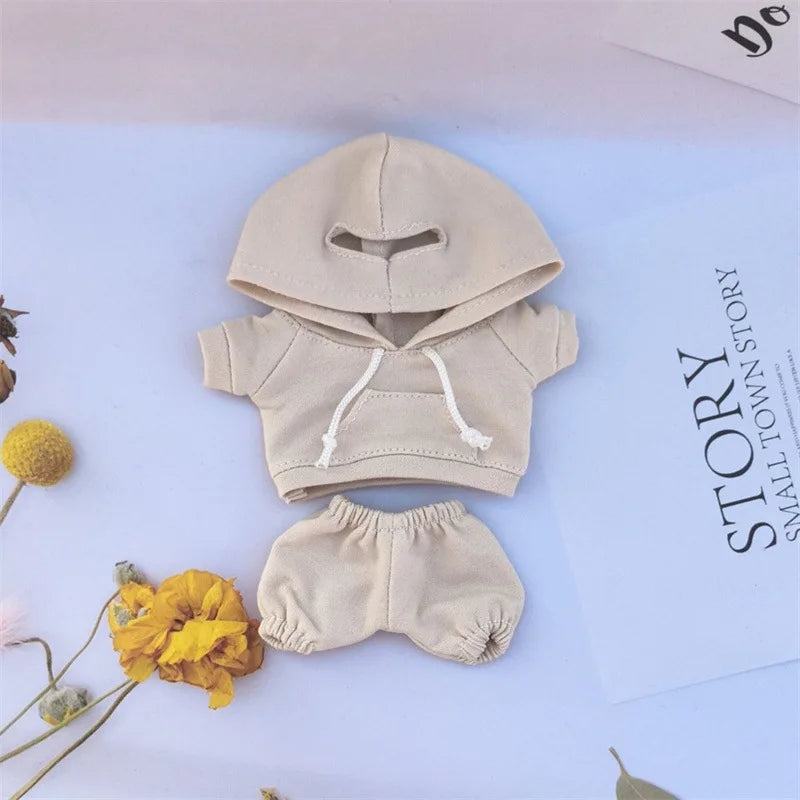 15cm/17cm Labubu Doll Clothes Sitting Party 1st 2nd Generation Outfit White Black Bear Hoodie DIY Gifts