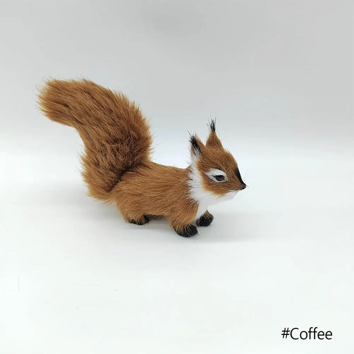 Cute Imitation Fox Ornaments Simulation Mini Squatting Squirrel Model Children Birthday Gifts Home Decor Plush Figures Craft