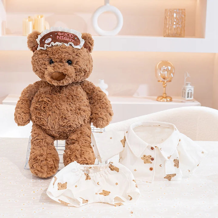 Ryan Pajama Bear Plush Doll High Quality Cute Teddy Bear Wear Eye Masks And Pajamas Stuffed Accompany Sleeping Gift Kid Gift ﻿
