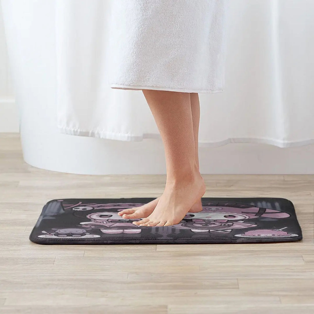 Black Kuromi My Melody Cartoon Memory Foam Bathroom Rugs Ultra Soft Non-Slip Carpet Bath Mat Water Absorbent for Shower Tub