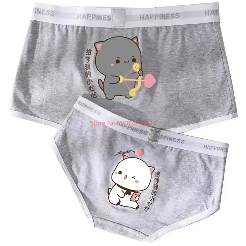 Cute Mitao Cat Underpants Couple Set Made Of Pure Cotton Cartoon Low Waisted Comfort Women Man Short Pants Confession Girl Boy