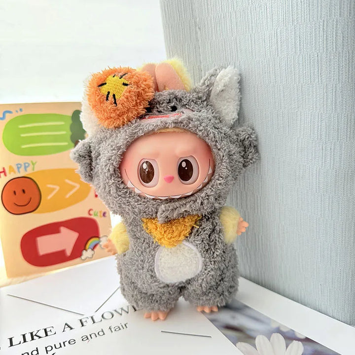 15cm/17cm Labubu Doll Clothes LABUBU Sitting Party 1st 2nd and 3rd Generation Outfit Cloud Fleece Totoro Set Gift for Labubu Fan