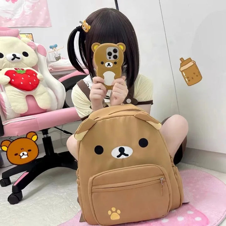 Cute Rilakkuma‌School Bag Cartoon Embroidered Backpack Children’s Variety Children’s Fun School Bag Students’ Christmas Gifts