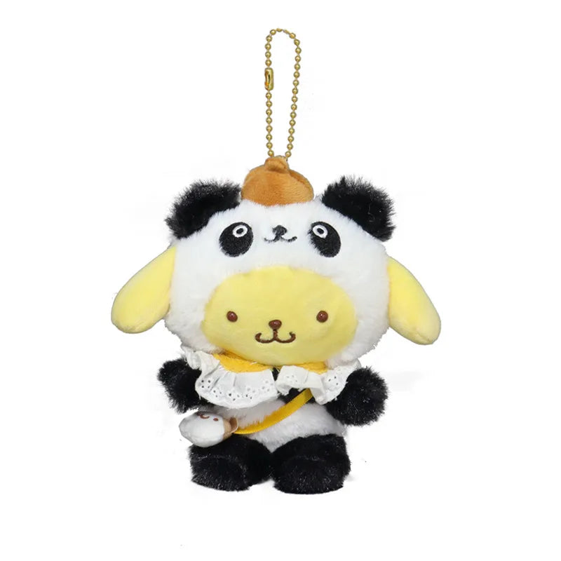 Kawaii Sanrio Kuromi Cinnamoroll Panda Crossbody Bag Cartoon My Melody Plush Toys Keychain Backpack Pendant Girl Christmas Gift