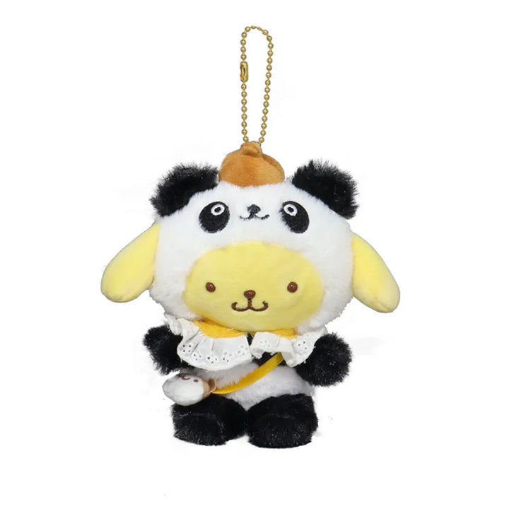 Kawaii Sanrio Kuromi Cinnamoroll Panda Crossbody Bag Cartoon My Melody Plush Toys Keychain Backpack Pendant Girl Christmas Gift
