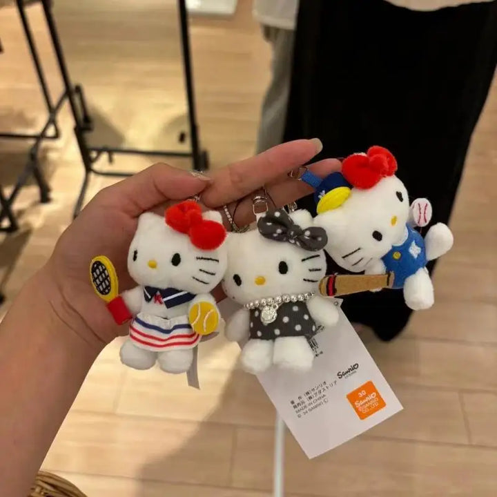 Sanrio Hello Kitty Tennis Plush Toys Kawaii Keychain Soft Stuffed Doll Backpack Pendant Cute Cartoon Decoration Birthday Gift