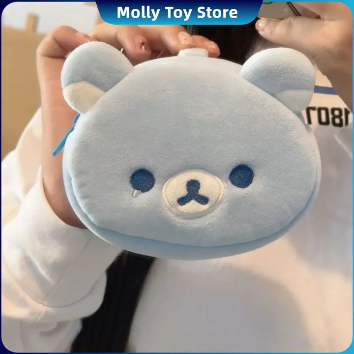 Kawaii Rilakkuma Hanging Neck Wallet Mini Storage Bag Card Pen Eraser Storage Bag For Kids Zero Wallet Schoolbag Pendant Bag