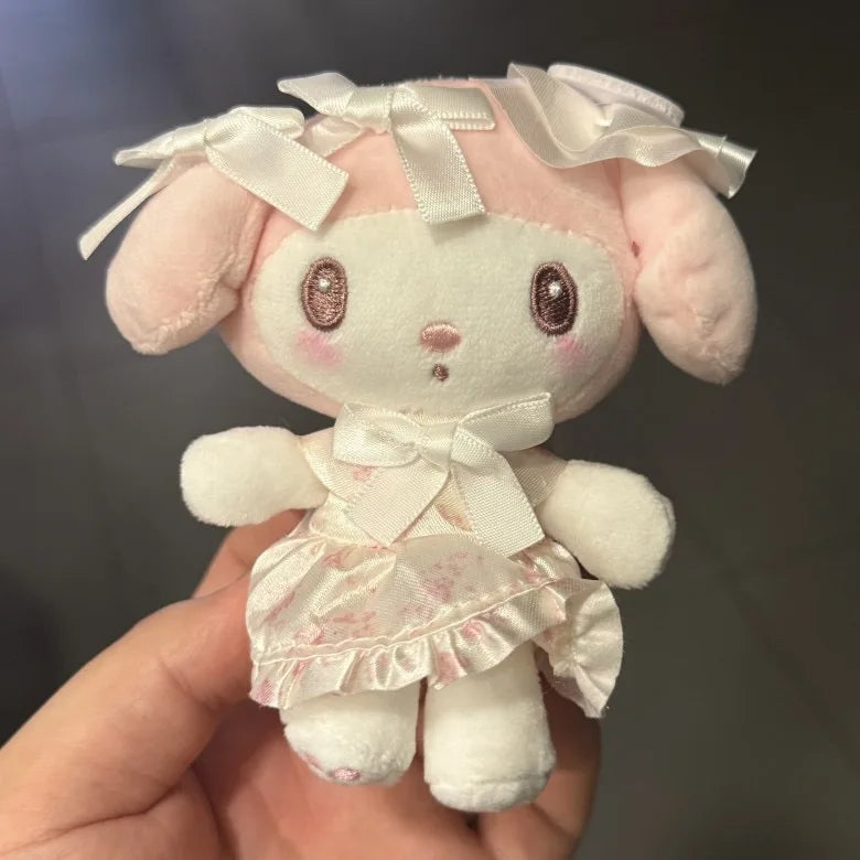 Cartoon My Melody Kawaii Lolita Doll Sweet White Strawberry Plush Toy Keychain 50Th Anniversary Bag Decoration Pendant Gifts