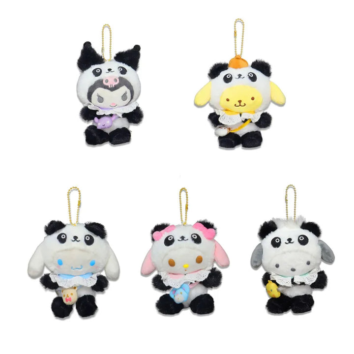 Kawaii Sanrio Kuromi Cinnamoroll Panda Crossbody Bag Cartoon My Melody Plush Toys Keychain Backpack Pendant Girl Christmas Gift