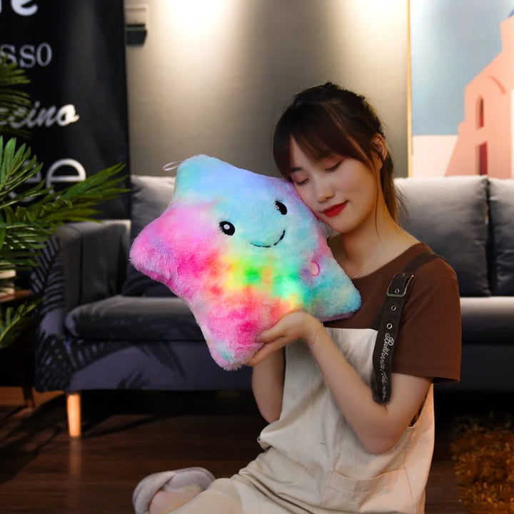 Cute Led Light Star Pillow Stuffed Soft Star Luminous Throw Pillow Cushion With Colorful Light Child Girls Christmas Gift