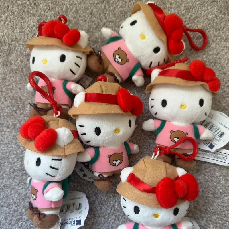 Cartoon sanrio hello kitty plush keychain hiking Outdoor backpack Series kitty doll Bag Accessories Car Key Pendant girl Gift
