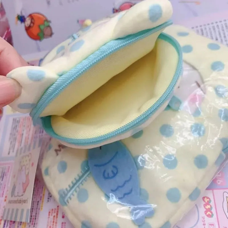 Sanrio Marumofubiyori Plush Pencil Case Cartoon Mochi Bear Makeup Capacity Stationery Cosmetics Animal Stationery Pen Case Gift