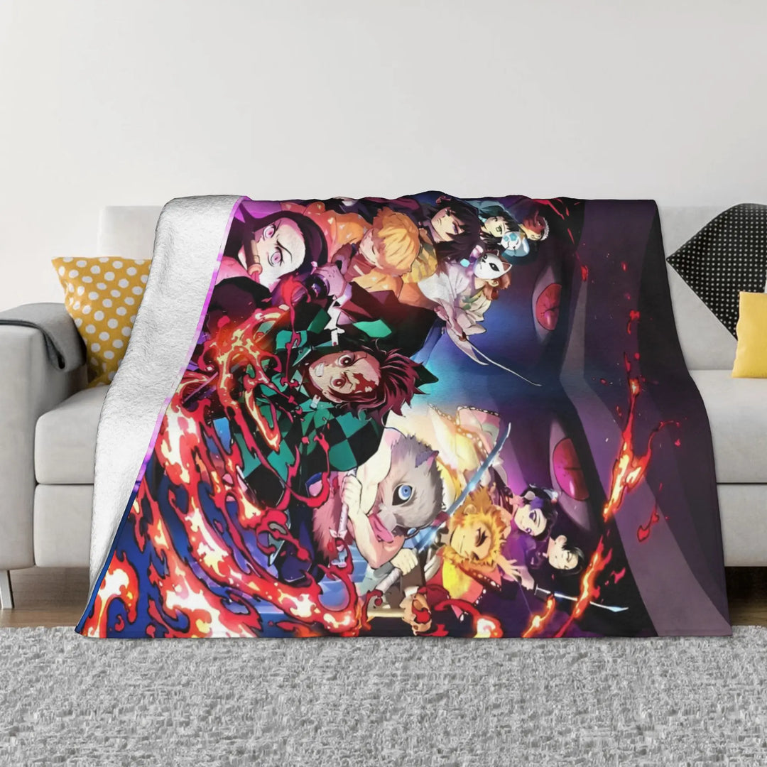 Demon Slayer Japanese Anime Blankets Coral Fleece Plush All Season Portable Soft Throw Blanket for Home Travel Bedding Throws