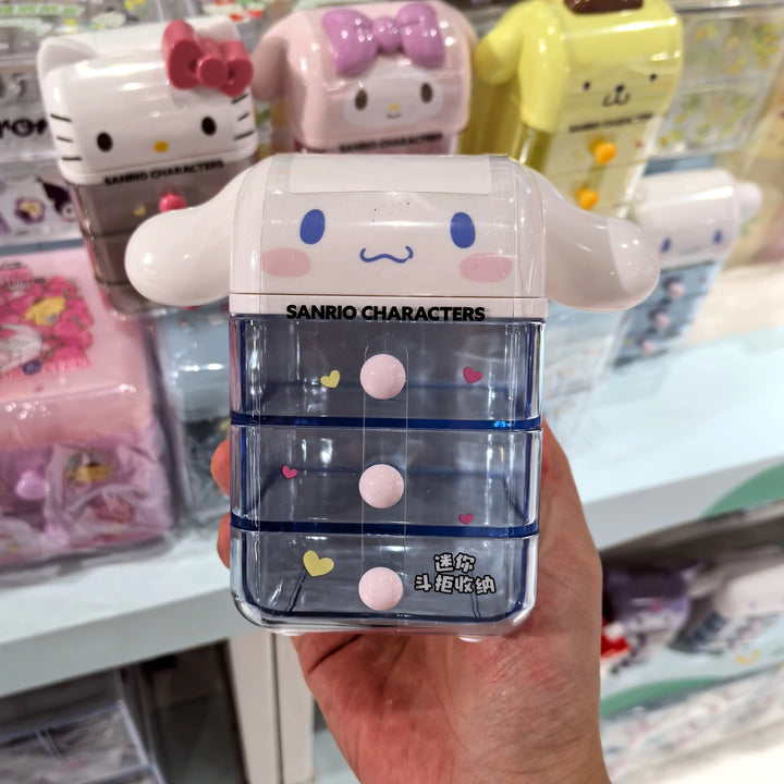 Hellokitty Cinnamoroll Kuromi Mini Dresser Storage Box 3 Layer Drawer Desktop Organizer Cute Jewelry Makeup Case For Girls